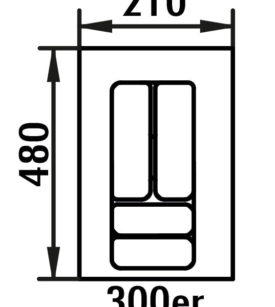Bestekelement 5, Bestekelementen, voor 300 mm kastbreedte, B 210, D 480 mm
