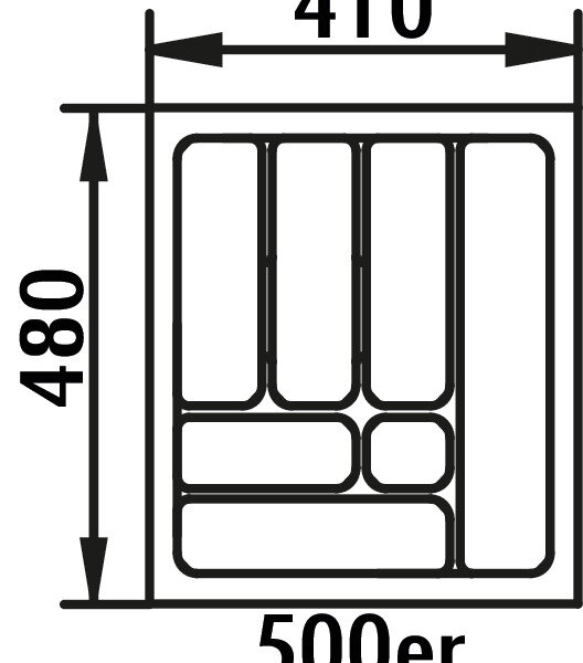 Bestekelement 5, Bestekelementen, voor 500 mm kastbreedte, B 410, D 480 mm