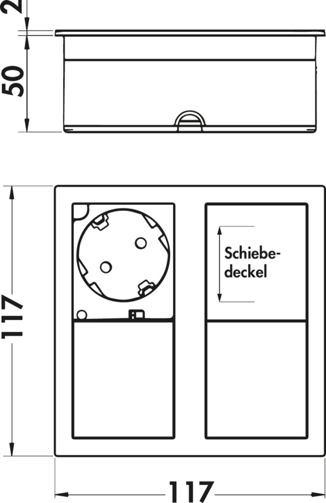 S13460_7053166_Z1_DC Plaza 2 USB A, Contactdooselement, met Zwitserse stopcontacten, roestvrij staal geborsteld, inbouwdiepte 50 mm - Afbeelding 3