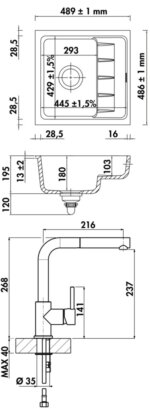 PickUP U – set 1, spoelunit, leisteen, incl. Arco 2, chroom - Afbeelding 5