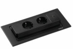 Evoline® BackFlip USB C, Contactdooselement, met veiligheidsstopcontacten, vlakbouw H 2,6 mm, zwart gelakt