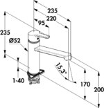 Kludi M2, Gootsteenkraan, chroom, hoogdruk - Afbeelding 2