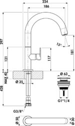 LINEA Sottile 2 Bad, Wastafelkraan, chroom, hoogdruk - Afbeelding 2