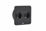 Twist 2 dubbele contactdoos, Contactdooselement, hoekig, met veiligheidsstopcontacten, zwart mat - Afbeelding 2