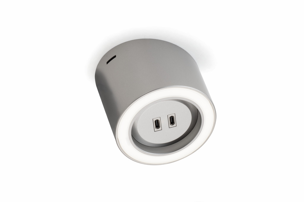 S14429_7063384_P1_DC Unika 5 kleurwissel LED, Lamp, afzonderlijke lamp met 2-voudige USB C, roestvrij staalkleurig - Afbeelding 1