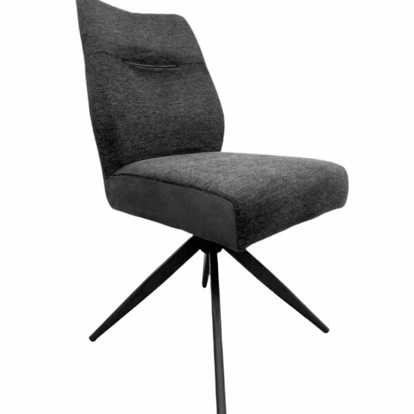 Famous 1S, Stoel, onderstel zwart mat, draaibaar, rond, bekleding donkergrijs